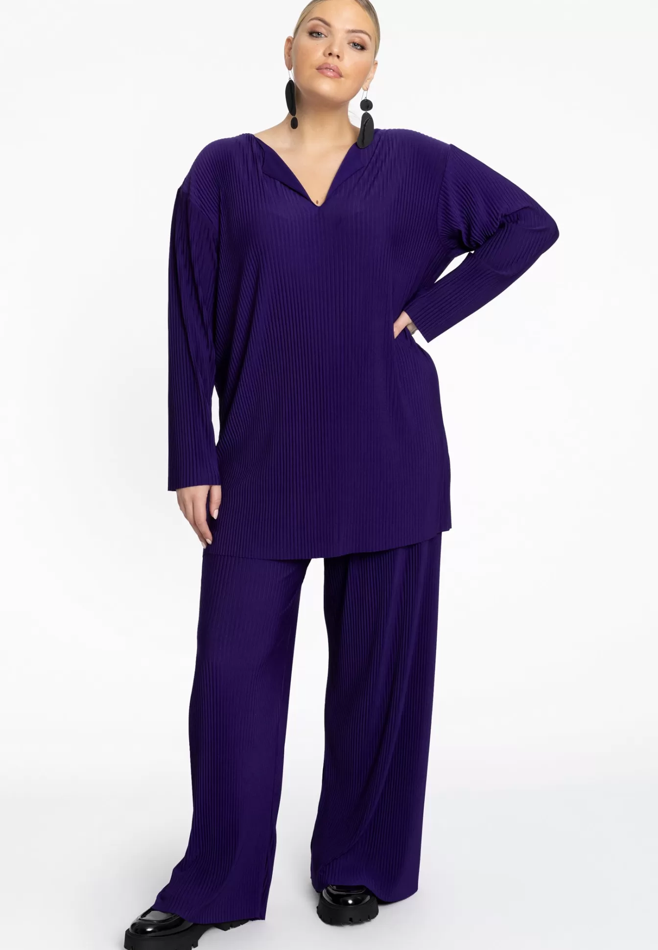 YOEK Tuniek recht PLISSE Purple Cheap