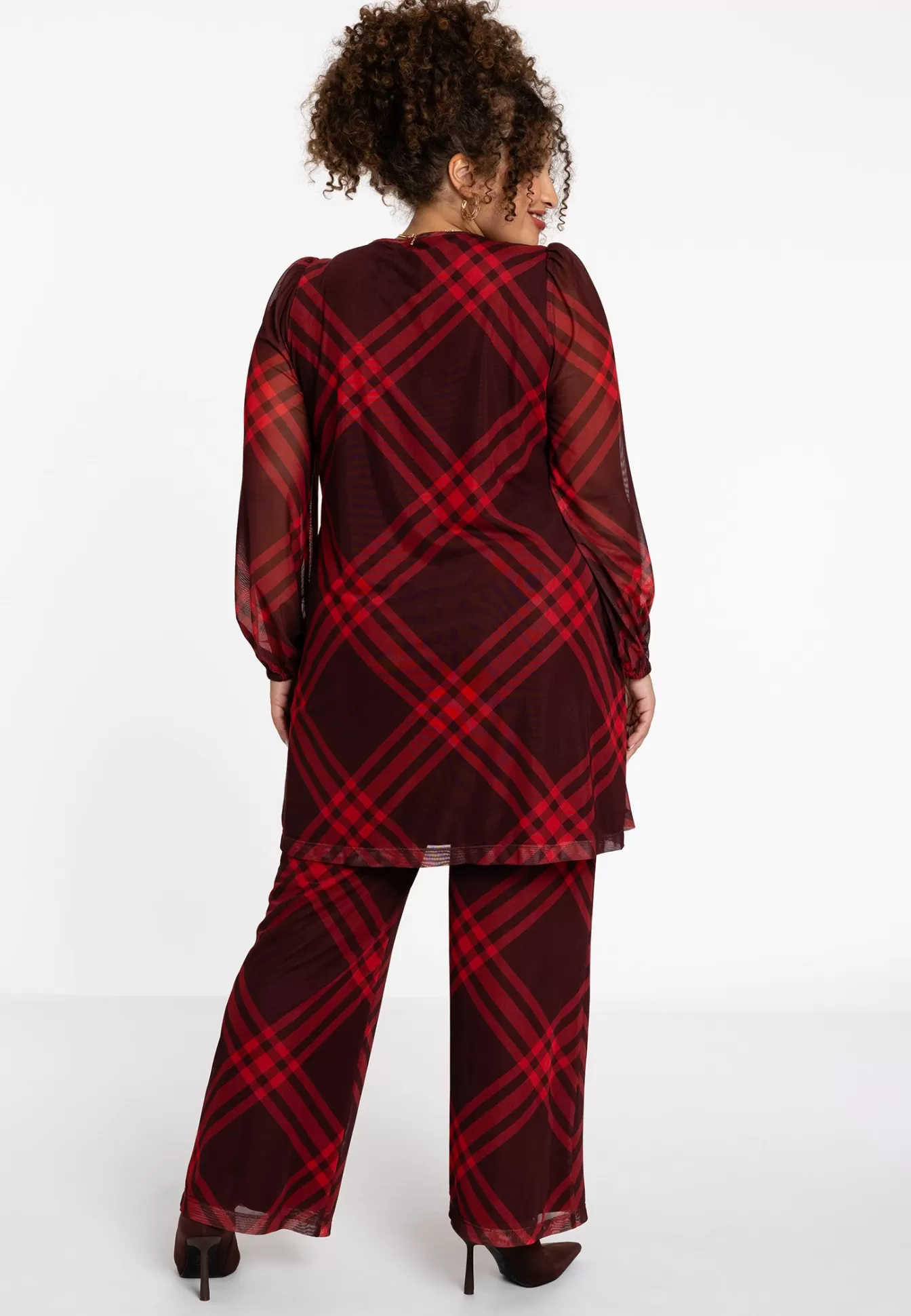 YOEK Tuniek wide bottom  CHECK Red Cheap