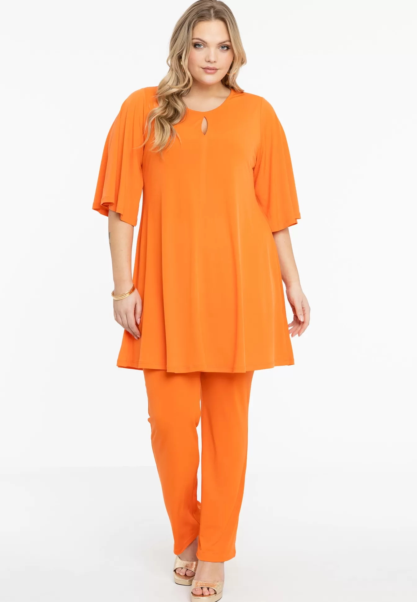 YOEK Tuniek wide bottom cirkelmouw DOLCE Orange Fashion