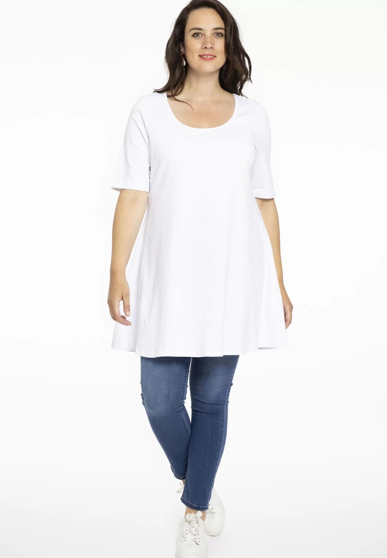 YOEK Tuniek wide bottom COTTON White Online