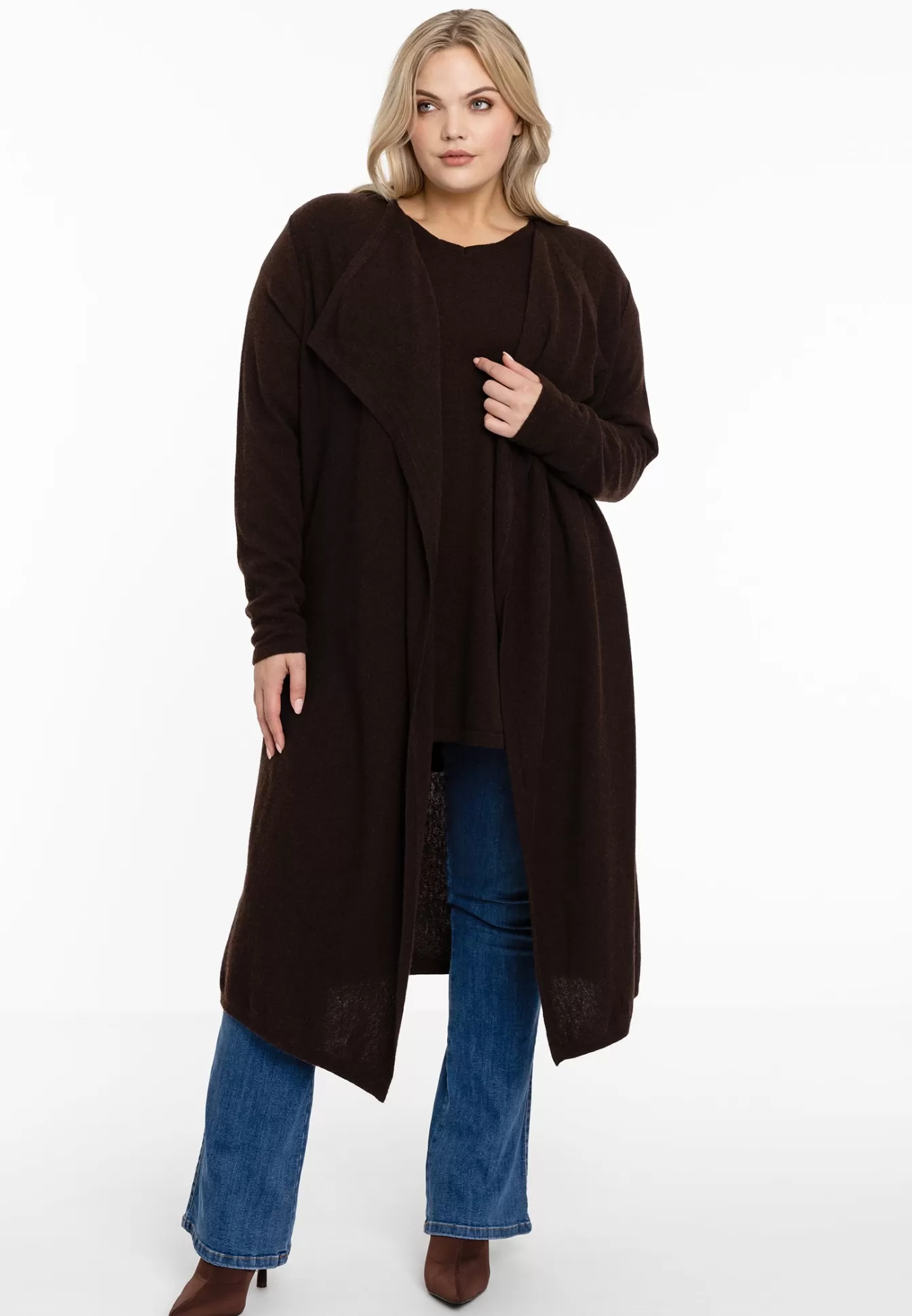 YOEK Vest met gedrapeerde hals cashmere Brown Flash Sale