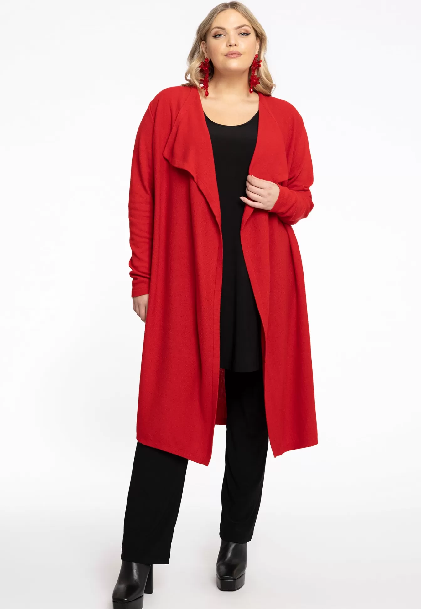 YOEK Vest met gedrapeerde hals cashmere Red Sale