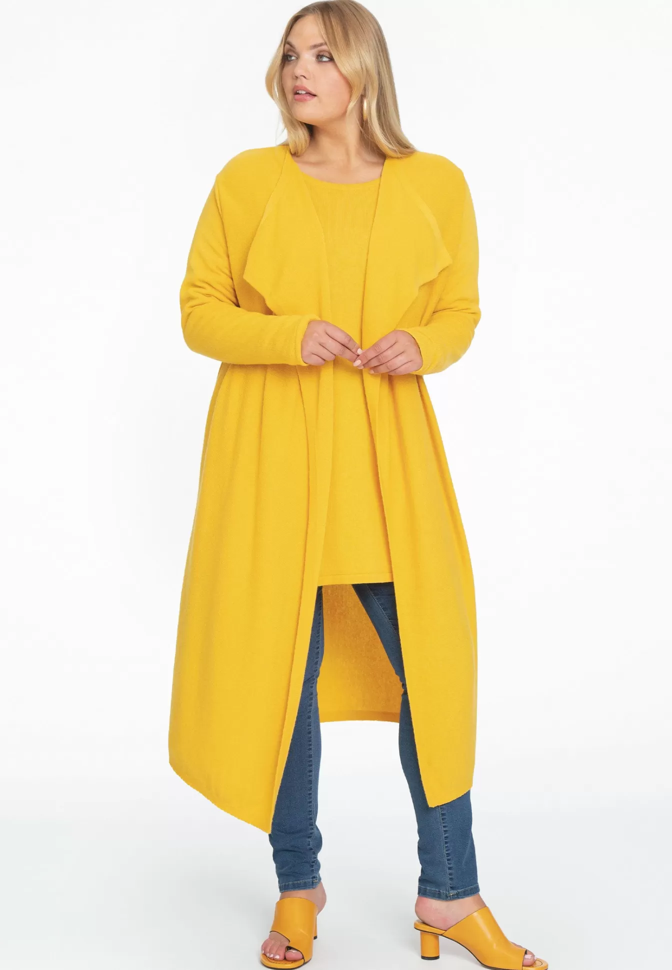 YOEK Vest met gedrapeerde hals cashmere Yellow Sale