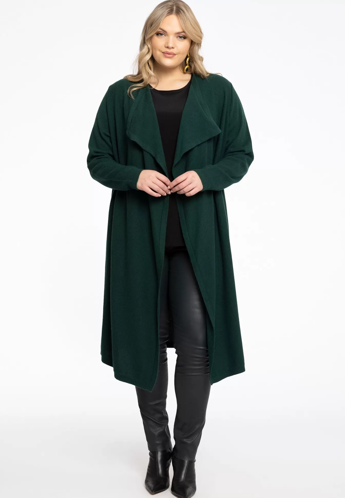 YOEK Vest met gedrapeerde hals cashmere Darkgreen Clearance