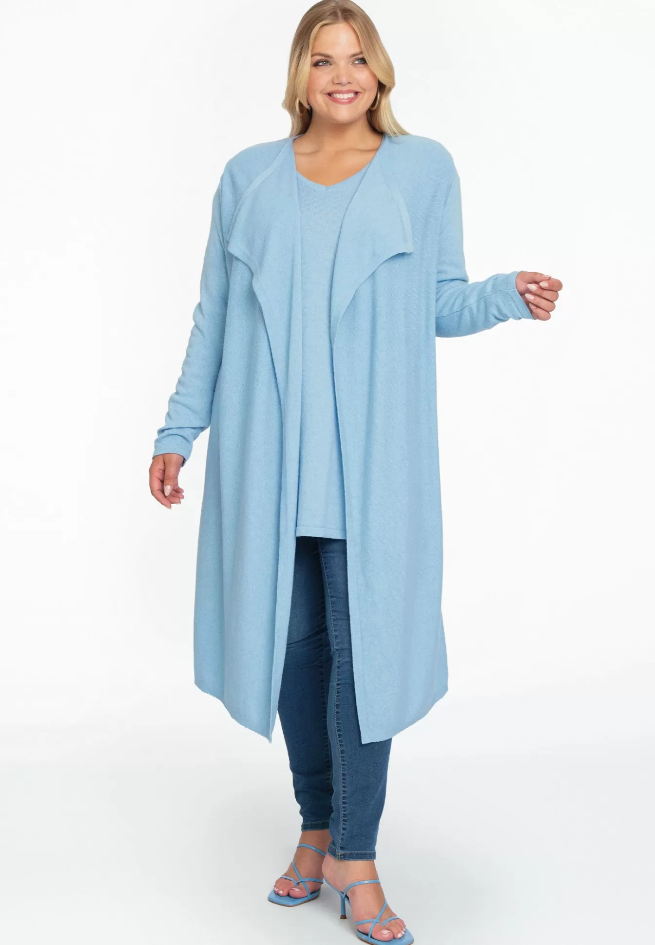 YOEK Vest met gedrapeerde hals cashmere Lightblue Best Sale