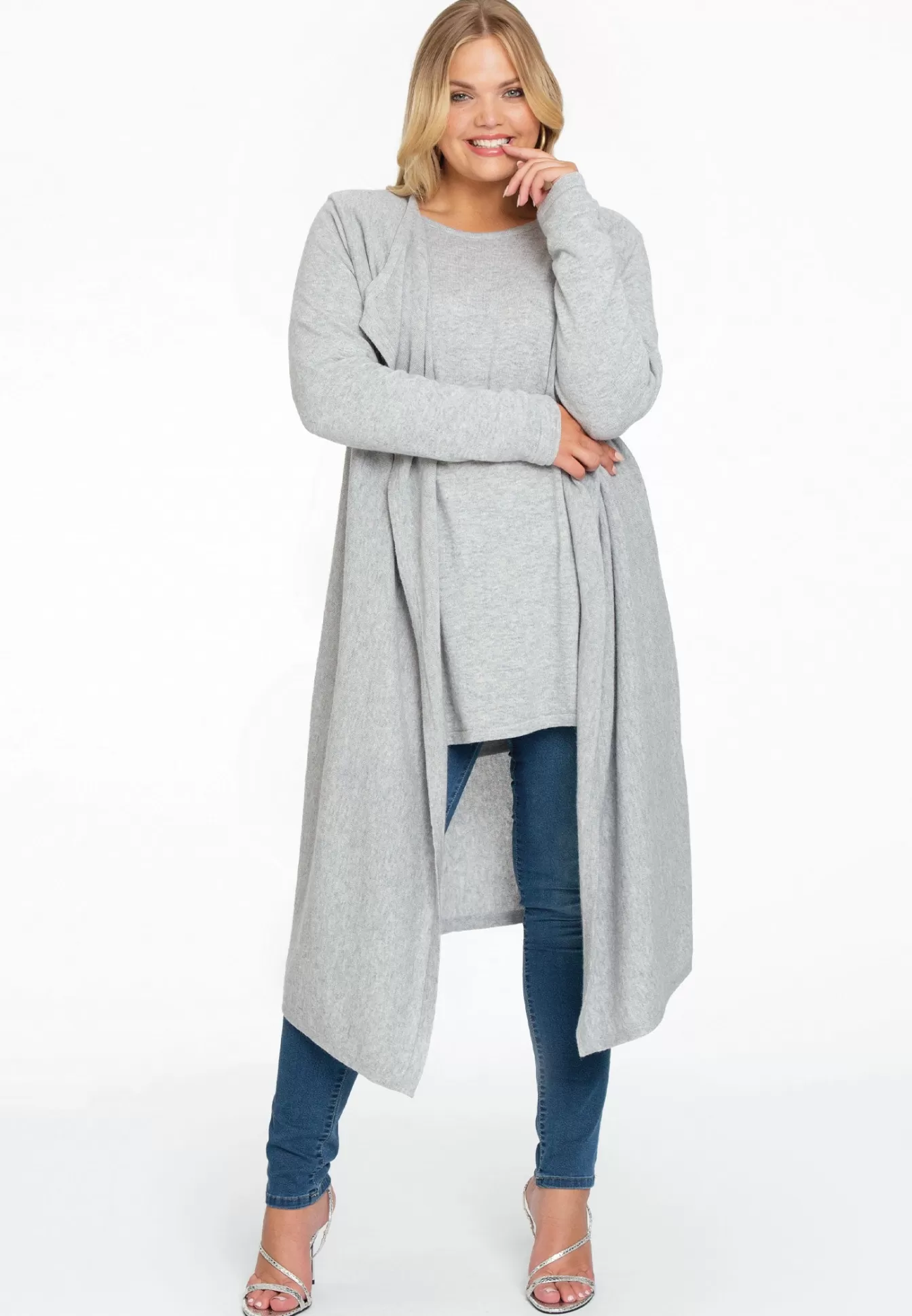 YOEK Vest met gedrapeerde hals cashmere Lightgrey Hot