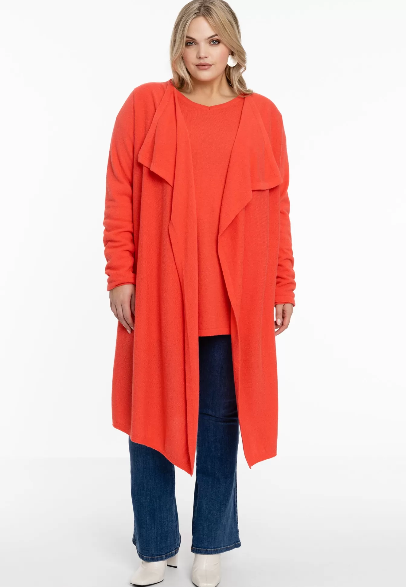 YOEK Vest met gedrapeerde hals cashmere Orange Shop