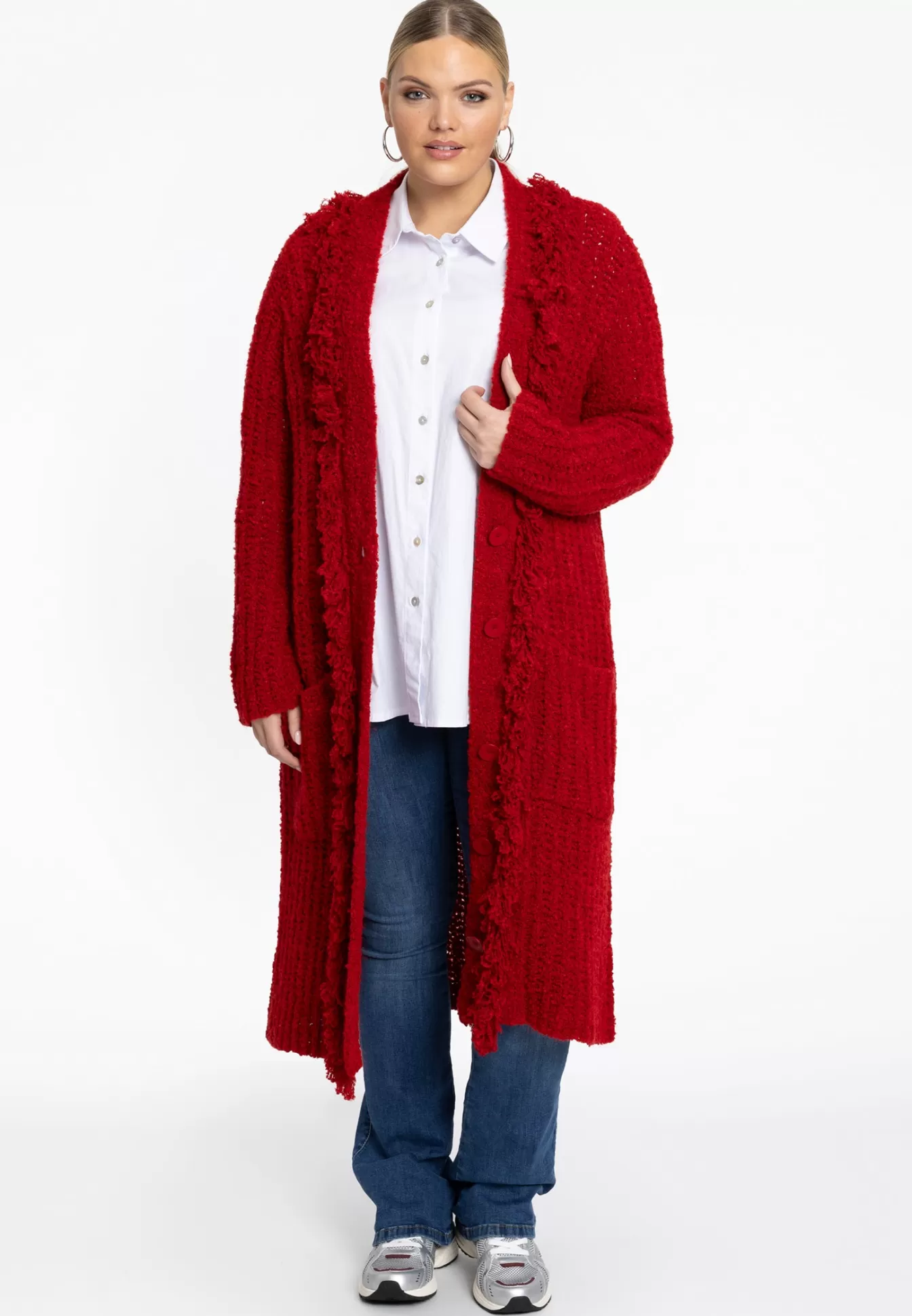 YOEK Vest teddy fringing Red Best